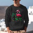 Nostalgia Holiday Tees -Adult Christmas Flamingo Small Short Sleeve Crew Neck Cotton Polyester Lightweight Ribbed Cuff Winter Unisex Sweatshirt