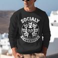 Socially Awkward Cute Introvert Cat Meme Anti-Social Club Unisex Sweatshirt