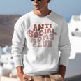 Anti Social Moms Club On Back Retro Introvert Unsociable Unisex Sweatshirt