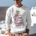 Cute Book Lover Frog Pretty Girls Read Books Kawaii Reading Unisex Sweatshirt