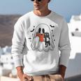 Cute Halloween Ghost Reading Book Unisex Sweatshirt