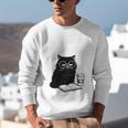 First Of All I’m A Delight Cute Cat Books Coffee Humor Unisex Sweatshirt