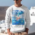 Frutiger Aero Aesthetic Tech Bubble Tea Boba Milktea Fishes Unisex Sweatshirt