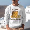 Go Away I'm Introverting Cozy Cat With Laptop And Coffee Unisex Sweatshirt