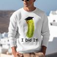 Graduation Cap Wearing Big Dill Pickle I Did It Graduate Fun Unisex Sweatshirt