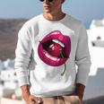 Rainbow Lips With a Cherry In The Mouth 80s Nostalgia Premium Tri-Blend Unisex Sweatshirt