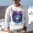 Retro 80s Cat In Space Suit Nostalgia Cat Vintage Astronaut Unisex Sweatshirt