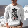 Siberian Husky Dog Graduation Cap Training School Graduate Men Women Kids Unisex Sweatshirt