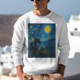 Van Gogh Starry Night Fantasy Reader Dragon Reading Book Unisex Sweatshirt