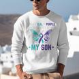 I Wear Teal Purple In Memory Of My Son Suicide Awareness Premium Tri-Blend Unisex Sweatshirt