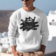Yk2 Grunge Scary Cat With Tail Tomboy 90s Nostalgia Indie Unisex Sweatshirt