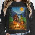 Bigfoot And Alien Reading Books Campfire Halloween Unisex Sweatshirt