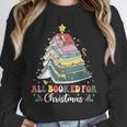 All Booked For Christmas Book Tree Lights Christmas Library Unisex Sweatshirt