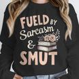 Bookworm Fueled By Sarcasm And Smut Book Reading Unisex Sweatshirt