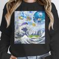 Frutiger Aero Aesthetic Tech Great Wave Of Kanagawa Fishes Unisex Sweatshirt