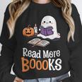 Halloween Teacher Women Cute Reading Ghost Read More Books Unisex Sweatshirt