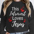 This Introvert Loves Jesus Religious Red Hearts Graphic Unisex Sweatshirt This Introvert Loves Jesus Religious Red Hearts Graphic Unisex Sweatshirt