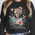Just A Girl Who Loves Books Messy Bun Book Skeleton Bookworm Unisex Sweatshirt Just A Girl Who Loves Books Messy Bun Book Skeleton Bookworm Unisex Sweatshirt