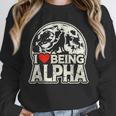 I Love Being Alpha Moonlit Wolf Meme Alpha Introvert Unisex Sweatshirt
