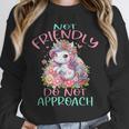 Not Friendly Do Not Approach Women & Girls Unicorn Cute Introvert & Humor Lovers For Women V-Neck Classic Fit Modern Short Sleeve Unisex Sweatshirt