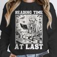 Reading Time At Last Book Lover Introvert Skeleton Reading Unisex Sweatshirt