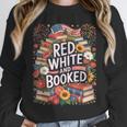 Retro Floral Red & Booked Library Reading 4th Of July Unisex Sweatshirt