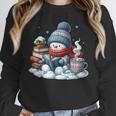 Snowman Reading Books Lovers Librarian Bookworm Christmas Unisex Sweatshirt