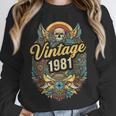 Vintage 1981 Retro Badge Nostalgia Eighties Compass Skull Unisex Sweatshirt