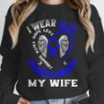 I Wear Blue In Memory Of Wife Colon Cancer Awareness Shirts Unisex Sweatshirt