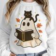 Books Ghost Reading Book Halloween Library Cat Fall Unisex Sweatshirt Books Ghost Reading Book Halloween Library Cat Fall Unisex Sweatshirt