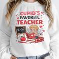 Cupid's Favorite Math Teacher Valentine Reading Book Women Unisex Sweatshirt