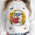 Cute Ghost Reading Book Retro Halloween Librarian Unisex Sweatshirt Cute Ghost Reading Book Retro Halloween Librarian Unisex Sweatshirt