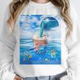 Frutiger Aero Aesthetic Tech Bubble Tea Boba Milktea Fishes Unisex Sweatshirt