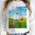 Frutiger Aero Aesthetic Tech Scenery Fishes Sunflower Raglan Baseball Tee Unisex Sweatshirt