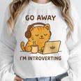 Go Away I'm Introverting Cozy Cat With Laptop And Coffee Unisex Sweatshirt