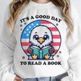 A Good Day To Read a Book Reading Eagle With American Flag Unisex Sweatshirt