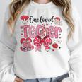 HUGvyn One Loved Teacher Valentine Book Heart Reading Bow Unisex Sweatshirt