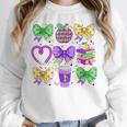 Mardi Gras Teacher Coquette Bow Pencil Apple Book Women Girl Unisex Sweatshirt