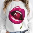 Rainbow Lips With a Cherry In The Mouth 80s Nostalgia Premium Tri-Blend Unisex Sweatshirt