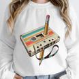 Retro Cassette Tape & Pencil Rewind Nostalgia Party 80s 90s Premium Unisex Sweatshirt