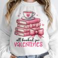 Retro Groovy Valentine Men Women Kid Tees By Emily All Booked For Valentines Book Reading Bookworm Nerdy Unisex Sweatshirt