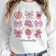 Valentine Teacher Cute Bows Apple Globe Pencil Books Art Unisex Sweatshirt