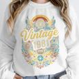 Vintage 1981 Retro Badge Nostalgia Eighties Compass Skull Premium Tri-Blend Unisex Sweatshirt