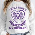 I Wear Purple In Memory Of My Husband Alzheimers Awareness Unisex Sweatshirt