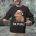Ew People Capybara Christmas Lights Introvert Humor Unisex Sweatshirt
