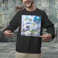 Frutiger Aero Aesthetic Tech Great Wave Of Kanagawa Fishes Unisex Sweatshirt