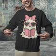 Ghost Reading Book Halloween Cat Lover Unisex Sweatshirt