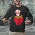 Strawberry Shortcake Sitting On Strawberry Retro Nostalgia Unisex Sweatshirt