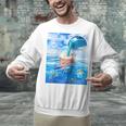 Frutiger Aero Aesthetic Tech Bubble Tea Boba Milktea Fishes Raglan Baseball Tee Unisex Sweatshirt