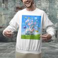 Frutiger Aero Aesthetic Tech Cherry Blossom Fishes Bubbles Raglan Baseball Tee Unisex Sweatshirt
